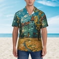 thumbnail image 2 of Sikiie Impressionist Village Sky Print Men's Hawaiian Shirt, Summer Beach Button Pocket Short Sleeve T-Shirt,Medium, 2 of 7