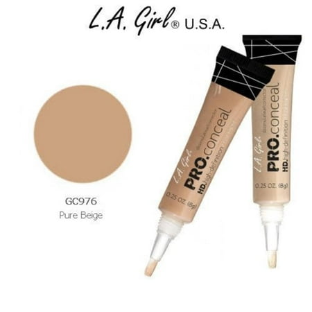 L.A. Girl Pro Conceal HD 976 Pure Beige (2 Pack), Crease resistant, opaque coverage in a creamy yet light weight texture. By LA