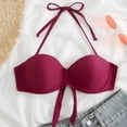 thumbnail image 3 of TOWED22 Bikini Top for Women Bathing Suit Criss Cross Self Tie Spaghetti Straps V Neck(Wine,M), 3 of 4
