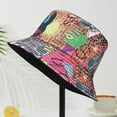 thumbnail image 2 of Retro Seau Chapeau Coloré Graffiti Motif Double Face Wearable Bassin Chapeau Été Plage Voyage Extérieur Chapeau de Soleil Hommes Femmes Réversible Pêcheur Chapeau, 2 of 9