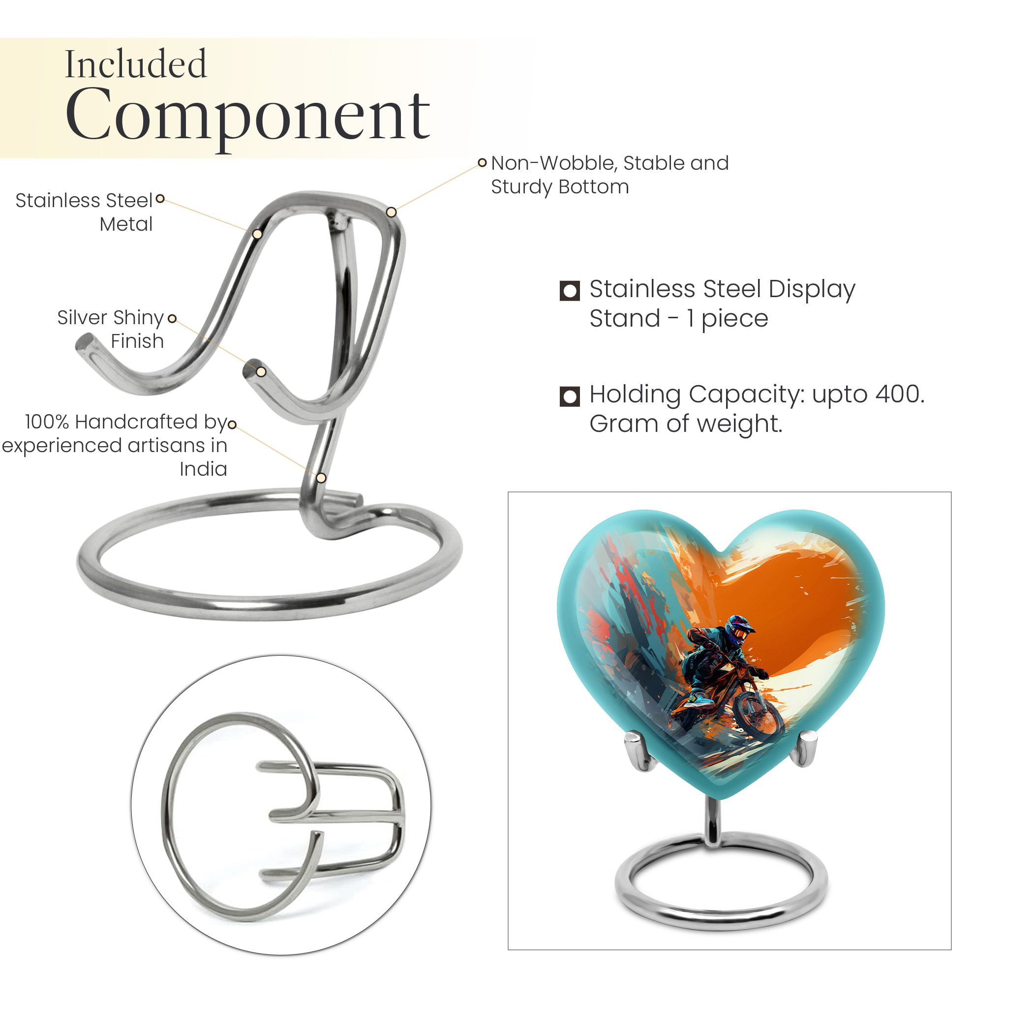 Motorcycle Heart Shaped Urn Keepsake, Small Urns For Human Ashes Adult Male Female, Mini Urns For Ashes, Memorial Ashes Holder, Burial Funeral Decorative Keepsake Box For Ashes, 3inch Set Of 1