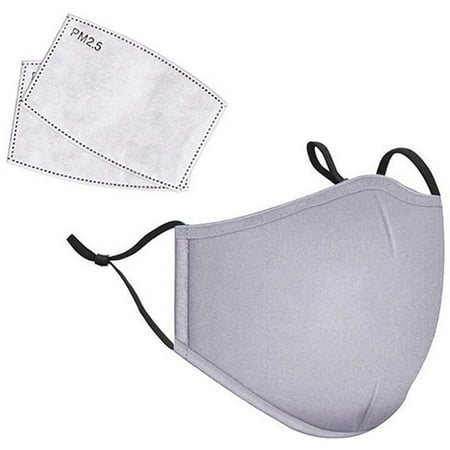 LANDOU Reusable Fabric Face Mask with PM2.5 Filters (Adults, Gray)