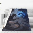 thumbnail image 1 of Fotbe Black And Blue Lightning Dragon Manta de Franela Acolchonada con Estampado, Súper Suave y Esponjosa, Extra Grande para Sofá, Cama, Uso Todo el Año-80"x60", 1 of 7