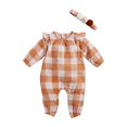 thumbnail image 1 of Baby Girls' Check One Piece and Headband Set, Pink, 9-12 Months, 1 of 1