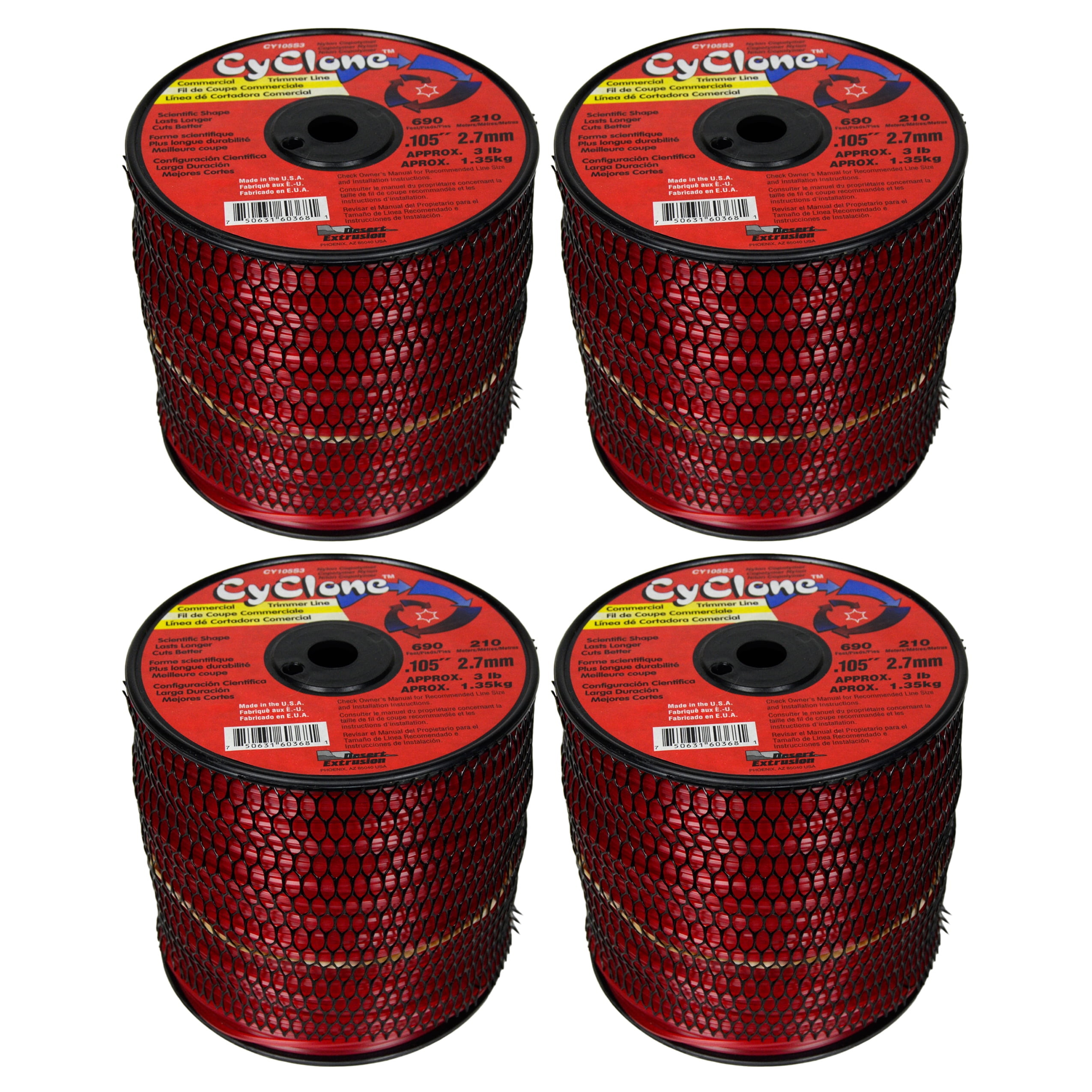 Red CY105S3-2 Cyclone .105-Inch 3-Pound Spool Commercial Grade 6-Blade Grass Trimmer Line 