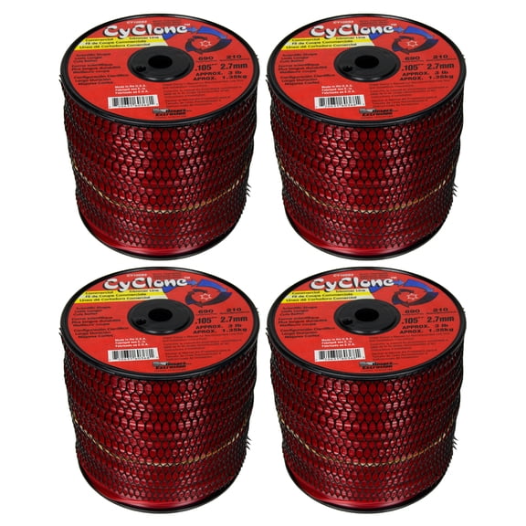 Cyclone CY105S3 0.105" x 690' Nylon Co-polymer Commercial String Trimmer Line Red (4-Pack), Made in the USA