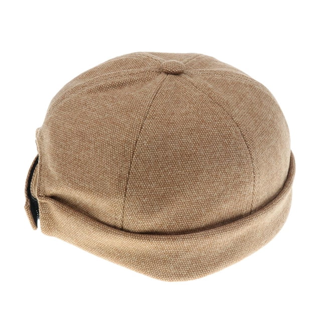 Hombres Unisex Skullcap Sailor Cap Landlord Hat Beanie Cuff Enrollado , Beige , como se describe Yinane sombrero de moda