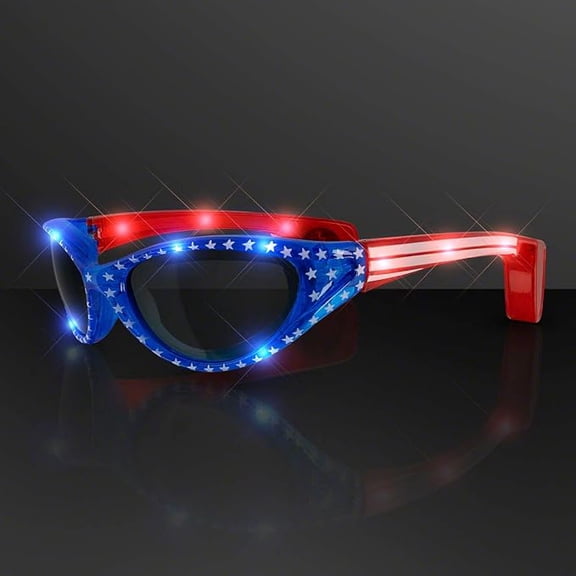 FlashingBlinkyLights Stars & Stripes American Flag Light up LED Sunglasses
