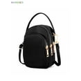 thumbnail image 2 of BadPiggies Small Crossbody Cell Phone Pouch Purse for Women, Waterproof Nylon Mini Messenger Shoulder Bag Adjustable Straps Wristlet Wallet Bag Coin Purse for Most Cellphones （Black）, 2 of 10