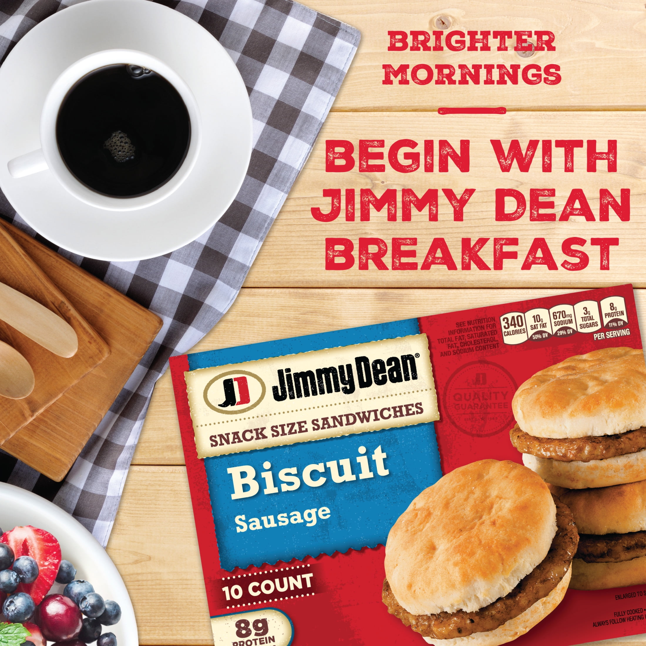 Jimmy Dean Frozen Breakfast Sandwiches, Snack Size Sausage Biscuit, 17 oz, 10 Count