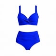 thumbnail image 4 of UTSJKR Women's 2026 Trendy High Waist Two Piece Bikini Set, European Sexy Cross Border Bathing Suit, Beach Swimwear Blue M, 4 of 6