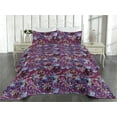 thumbnail image 2 of Ambesonne Cactus Flowers Quilted Bedspread Set 3 Pcs, Modern Desert Floral, King, Dark Magenta Ceil Blue, 2 of 4