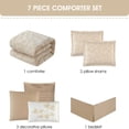 thumbnail image 4 of Nanshing Home 7 Pieces Beige Gold Comforter Set, King Size, Jacquard with Matching Solid Microfiber Piecework, 3D Leaves Texture Design, Includes Bed Skirt, Shams, and Decorative Pillows, 4 of 7