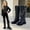 Black, variant on Yotami Girl Mid Calf Boots, Little Girls Fashion Riding Boots with Metal Studs and Chains Lace-Up Side Zipper