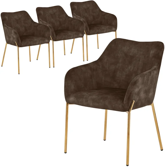 LeisureMod Zaire Modern Dining Chair – Upholstered Side Chair with Gold Iron Legs, Stylish Accent Chair for Dining Room or Kitchen Set of 4
