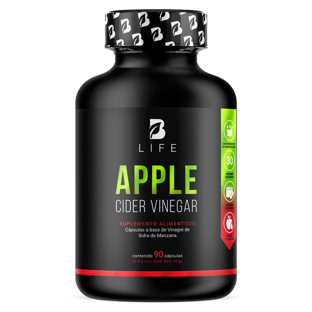 Vinagre de Sidra de Manzana de 90 caps 500 mg. Ingredientes Naturales. Apple Cider Vinegar B Life