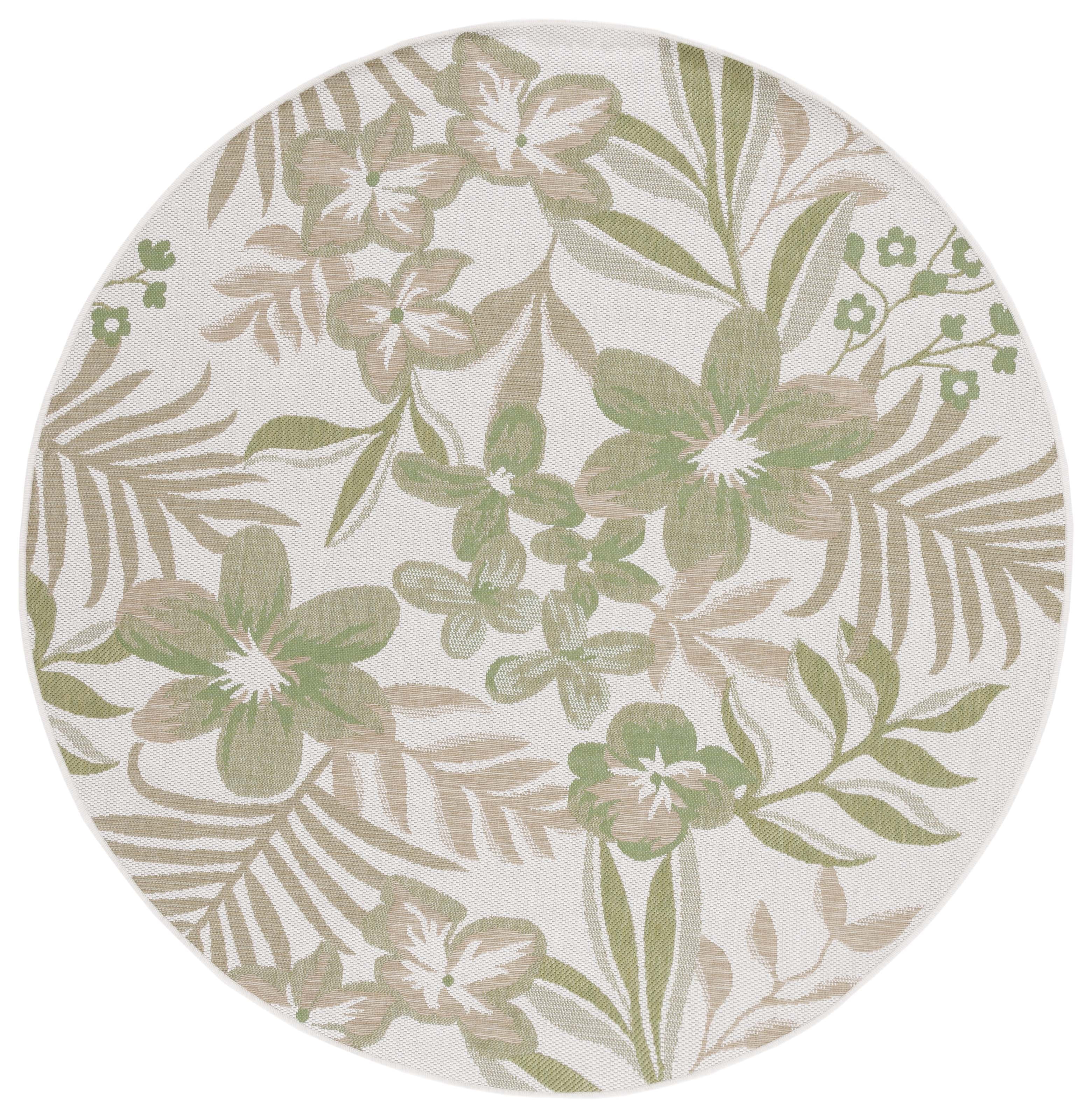 Safavieh Courtyard Gladwin Botanical Indoor/Outdoor Area Rug, Ivory/Green, 6'7" x 6'7" Round