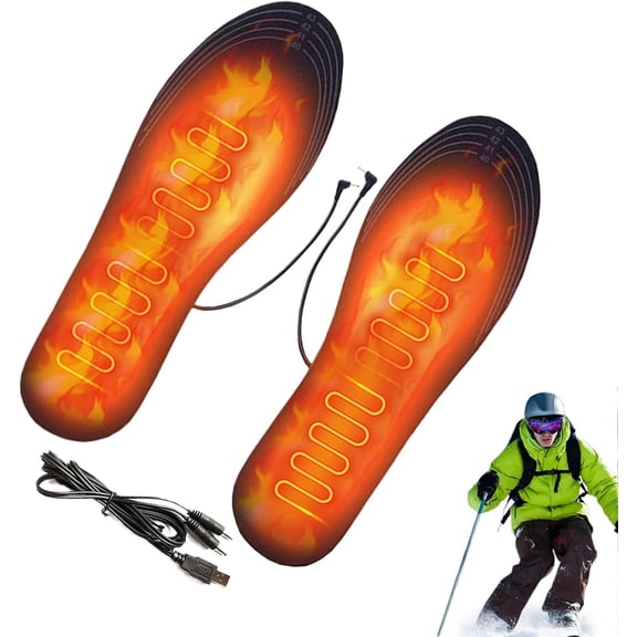 Heated Shoe Insoles Rechargeable Inserts, Cuttable USB Powered Electric Heating Shoe Inserts, Feet Heater Shoees Insole for Hunting Fishing Hiking Camping, Thermal Sole Washable for Men and Women