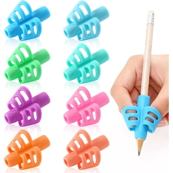 8 Pack Pencil Grips for Handwriting, Grip Posture Correction Pen Writing Aid Tool for Adults Students Elementary Teaching Tools