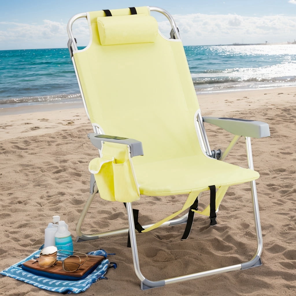 RIO Beach 4-Position Hi-Boy Backpack Beach Chair - Blue Stripe