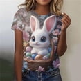 thumbnail image 1 of Warop T-Shirt à Col Rond pour Femmes avec Imprimé de Pâques, Chandail à Enfiler pour Usage Quotidien, 1 of 5