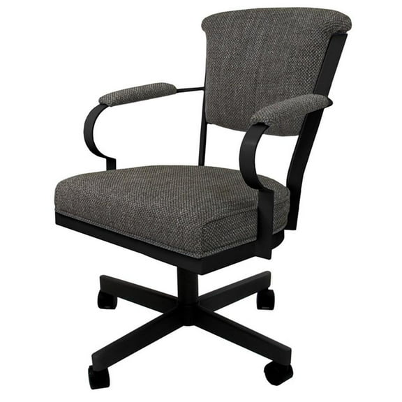 Miami Swivel Metal Caster Chair Reading Base - Plumley Cocoa - Black