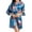 Blue, variant on Women's Satin Kimono Robe Lightweight Silk V Neck Pattern Dressing Gown Floral Print Bathrobe Short Belted Spa Sleepwear Bridal Bride 3/4 Sleeve Blue Large