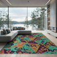 thumbnail image 2 of ODIKA 8'x10' Washable Area Rug Durable, Non-Slip Retro 80S Geometric Bold Memphis Squiggle Interlocking Funky Flowing Dynamic for Living Room, Under Sectional, Family, 2 of 7