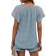 thumbnail image 3 of Camisas de verano de manga corta con volantes y cuello en V con estampado floral informal para mujer, 3 of 5