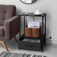 thumbnail image 2 of Oumilen Adult Modern Nightstand with Drawer Bedside End Table with USB Ports and Outlets, Black Set of 2, 2 of 7