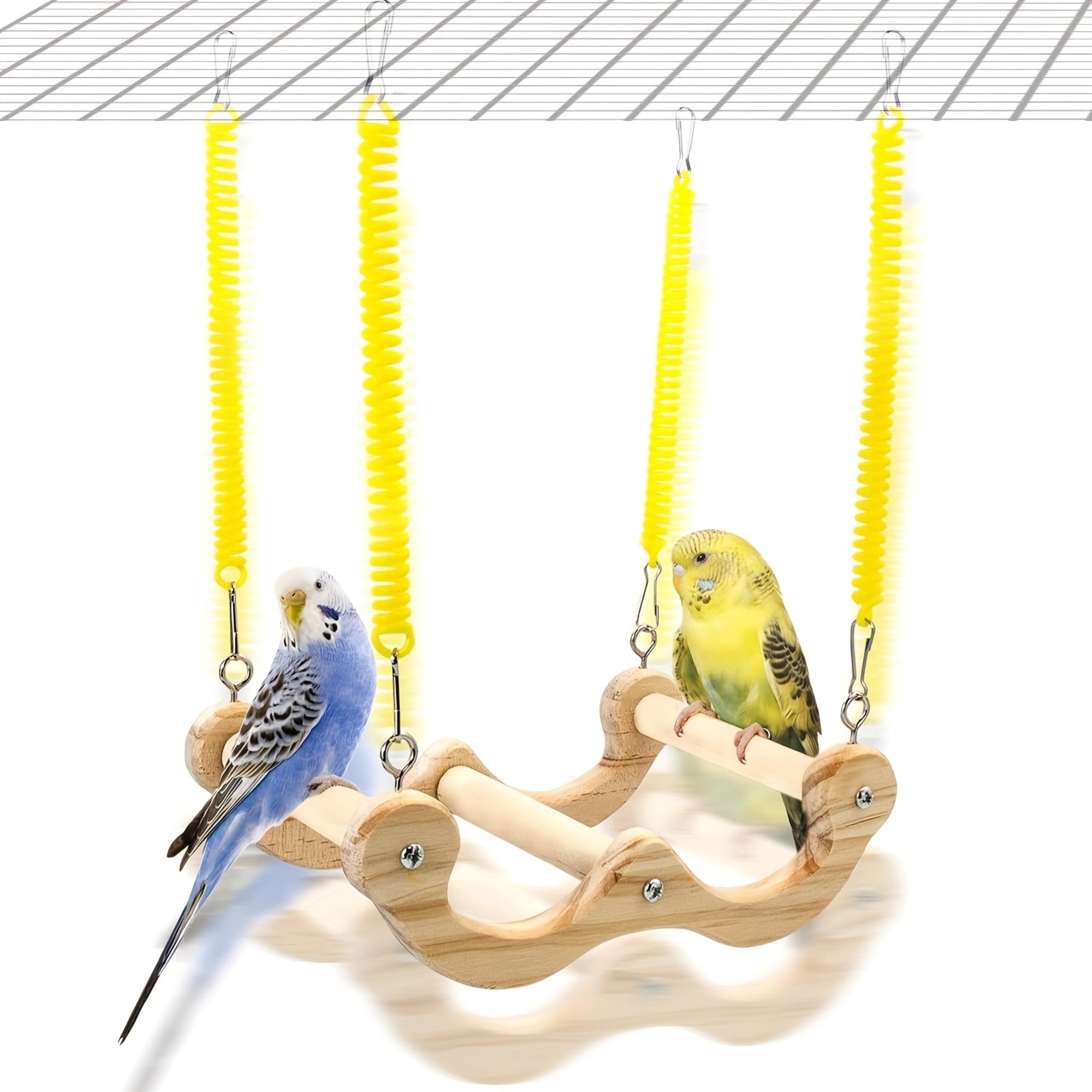Bird Swing Toy with Spring Design Hanging Bird Cage Accessories To Balance Training for Budgies, Parrotlets, Sparrows