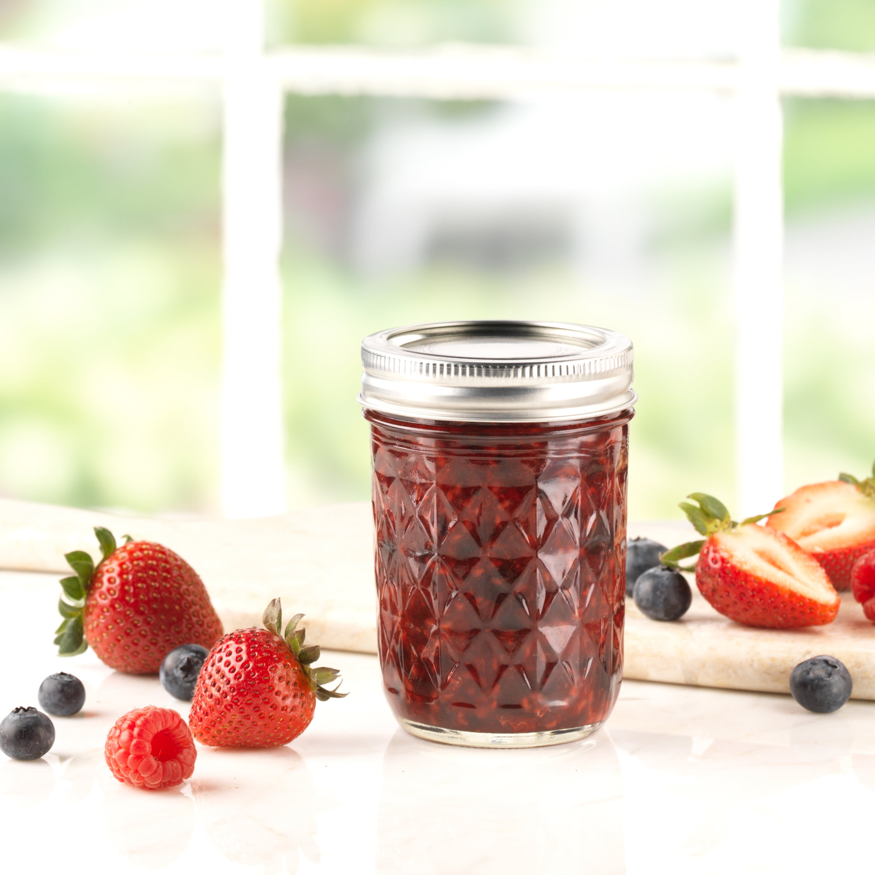 Berlin Packaging CJ660 Quilted Crystal 8 Ounce Mason Jar - 12 / CS