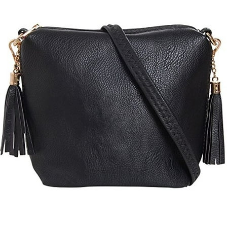 Humble Chic NY - Mini Tassel Cross Body Bag - Small Vegan Leather Zipper Crossbody Handbag ...