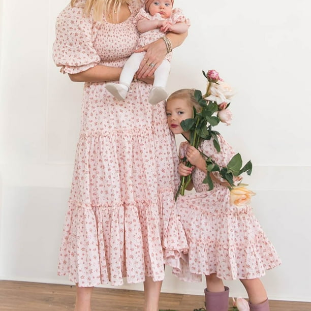 open lace back dress Festive lace dresses for mother and daughter 