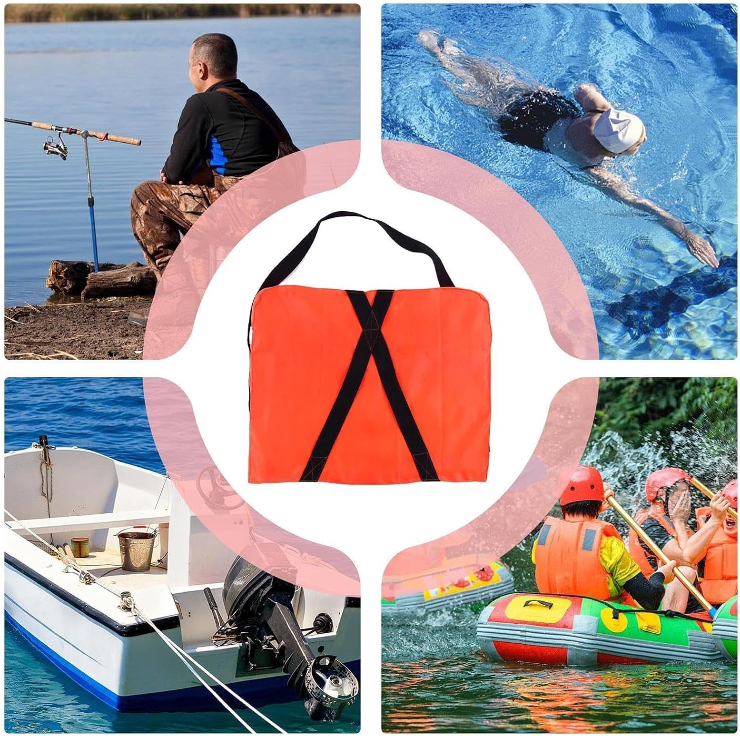 Boat Throw Cushion Nylon 46x36x6cm Throwable Flotation Cushion Swimming Safety Supplies for Fishermen Kayakers Water Sports Rescue Teams Lake Sailing Clubs Poolside Kayak Canoe Dock Area