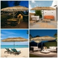thumbnail image 6 of Autlaycil 15 ft Solar Tiki Umbrella with Sandbags Base, 48 LED Lights, Thatched, Hawaiian, Pool, Patio, Beach, 6 of 6