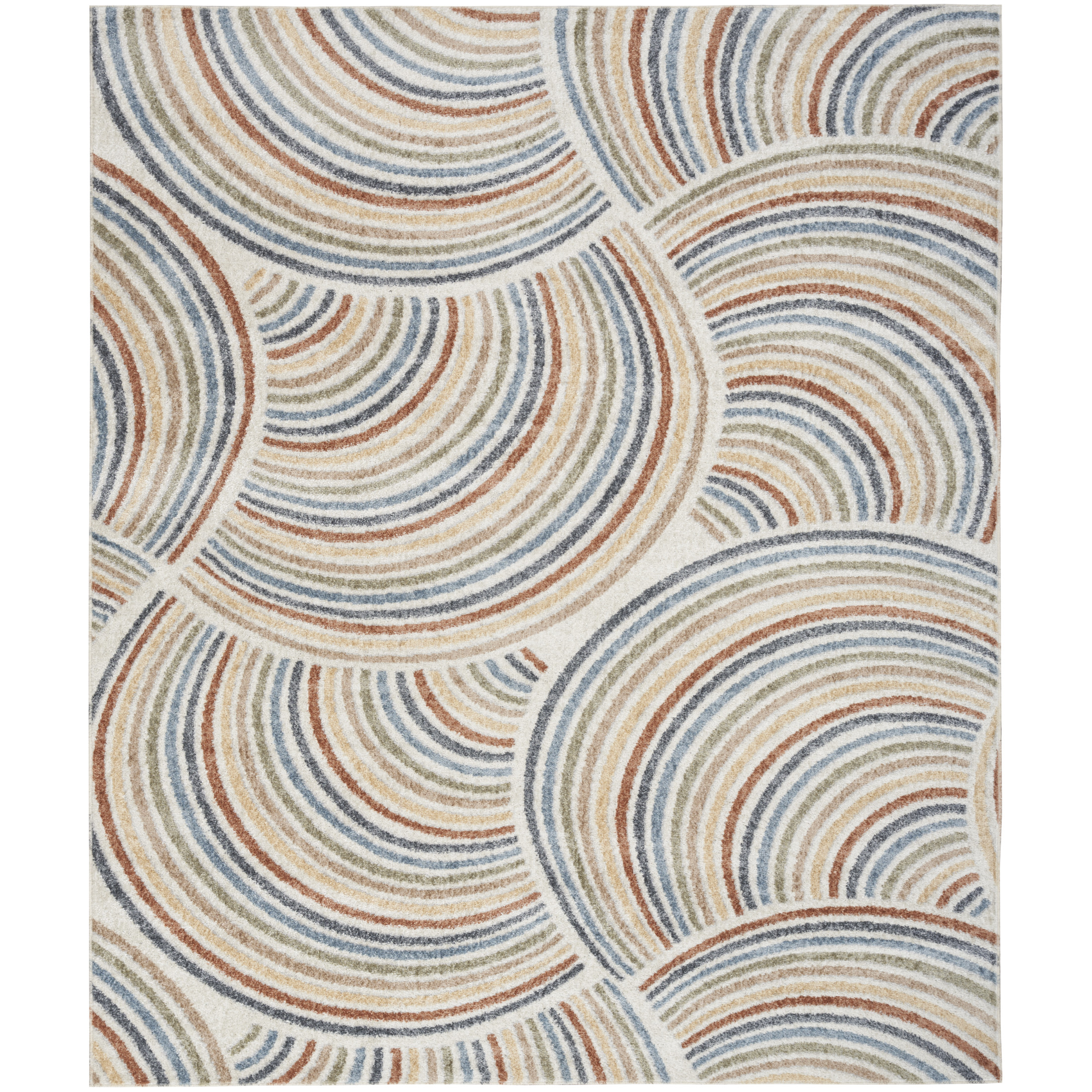 Nourison Astra Machine Washable 12' x 15' Ivory Multicolor Mid-Century Modern Indoor Rug