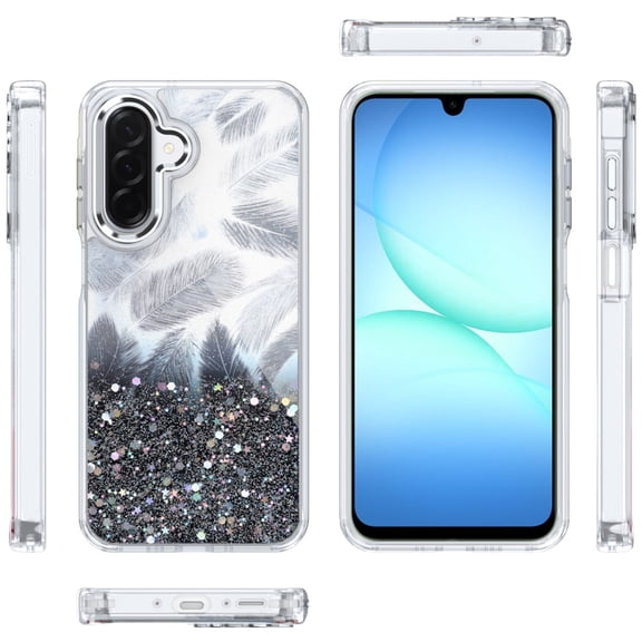 XPM for Samsung Galaxy A17 5G Phone Case, Fashion Epoxy Glitter Shimmer Design, Hybrid Shockproof TPU, Stylish Sparkle Slim TPU Protective Cover for Galaxy A17 (Black)