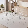 thumbnail image 4 of StnTalk 51" Minimalist Glass Dining Table, Modern Tempered Glass Top Kitchen Table with Silver Metal Legs, Space-Saving Desk for Small Spaces, Apartment & Home Office, 4 of 7