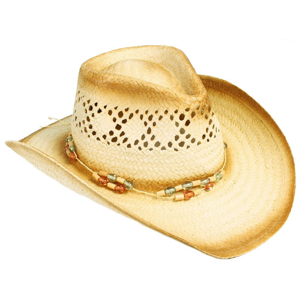 BASILICA - Decorated Woven Straw Cowboy/ Cowgirl Hat w/ Upturned Brim ...