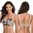 thumbnail image 6 of Curve Muse Women's Plus Size Unlined Underwire Lace Bra with Cushion Straps-Grey,Nude-Size:36DD, 6 of 7