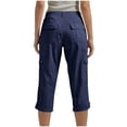 thumbnail image 6 of QATAINLAV Capri Pants for Women High Waisted Rolled Hem Cropped Trousers Summer Knee Length Cargo Capris Pant with Pockets, Blue, S, 6 of 9