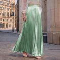 thumbnail image 2 of Elastic Waist Skirts for Women Solid Color Flared Ankle Length Casual Skirt Polyester Summer, 2 of 9