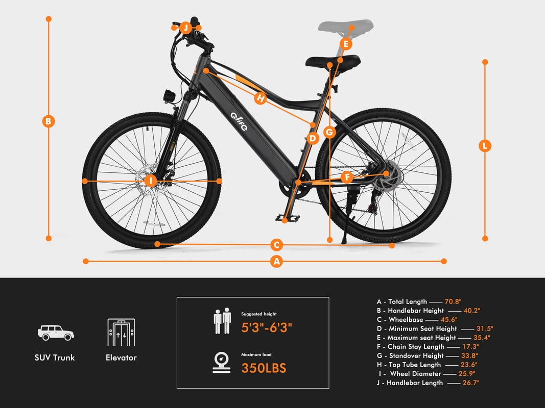 Qlife Cityone SO Electric Bike for Adults 26" Ebike,Built-in Removable Battery, Peak 1200W Motor Ebikes with 21 Speed Carbon Steel Mountain Bicycle Orange