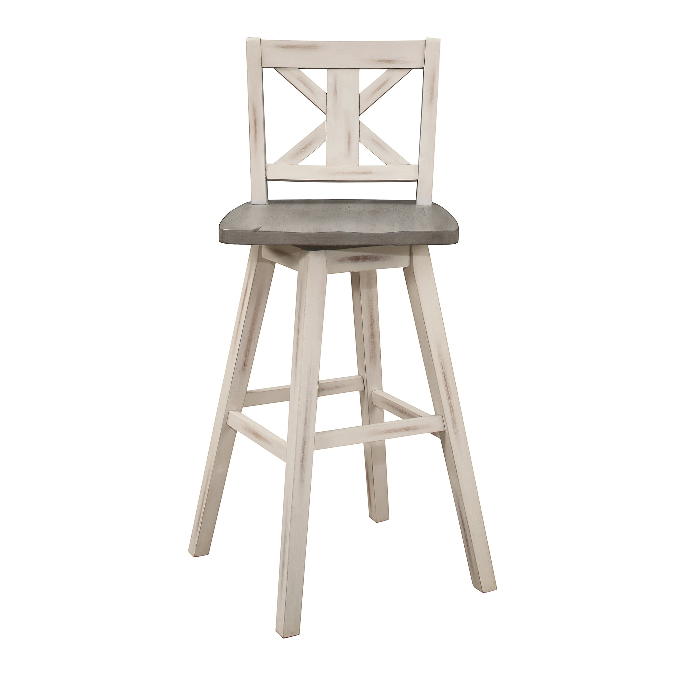 OakvillePark Roscoe Swivel Pub Height Barstool (Set of 2), White/Gray