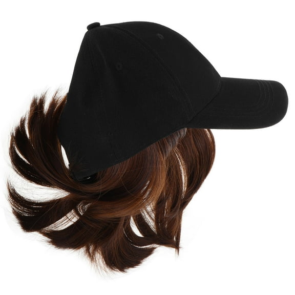 KAKOWELY Hat With Hair For Unisex Black 1Pack