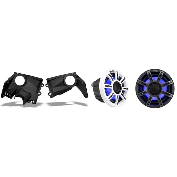 Kicker 51MSC65 6.5" Premium Marine LED Speakers Bundled with Speaker Panels Compatible with 2017-2025 CanAm Maverick X3 Vehicles