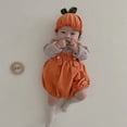 thumbnail image 6 of Zwiiyzr Infant Baby Boy Girl Onesie 2-15 Months Jumpsuit with Hat Sleeveless Cotton Rompers Winter Festival Warm Pumpkin Outfits Orange, 6 of 7