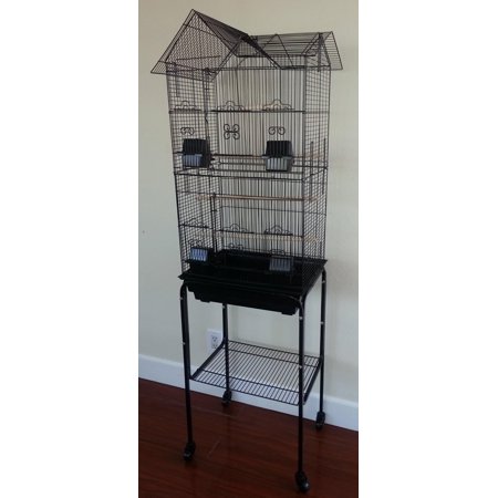 Large Pagoda House Canary Parakeet Cockatiel Love Finch Cage With Rolling Stand