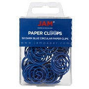 JAM Paper Round Paper Clips, Navy Blue, 50/Pack